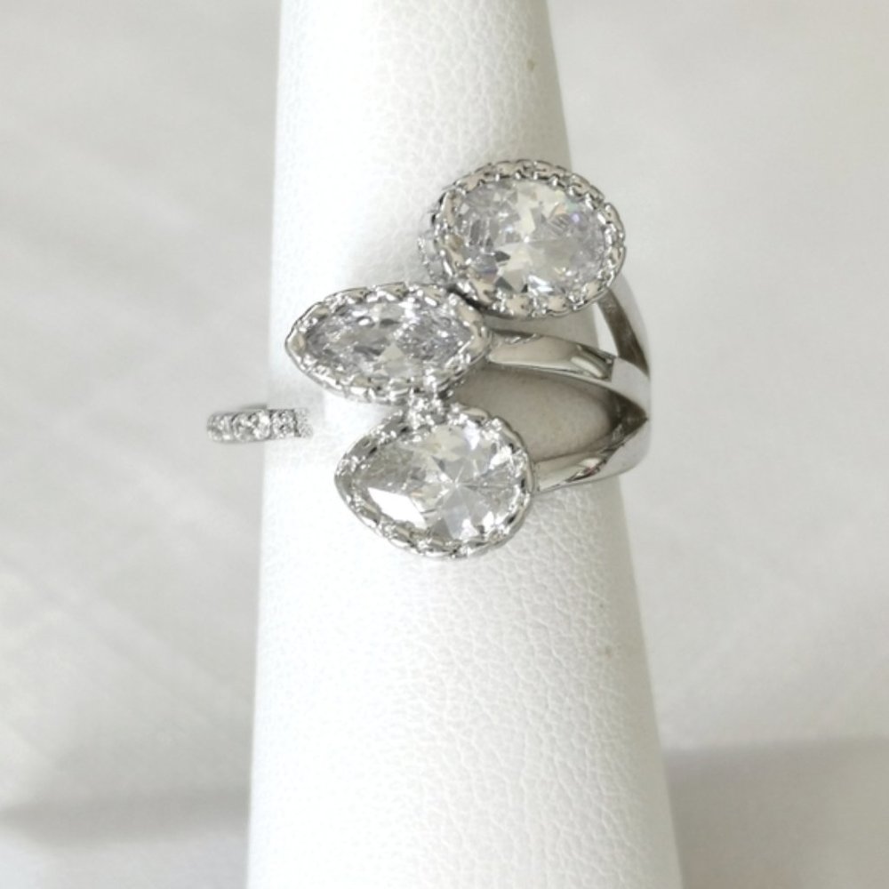 sterling silver cz wrap  cocktail ring size 7